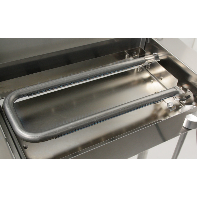 Barbecue a gas con piastra refrattaria smaltata e Fry Top