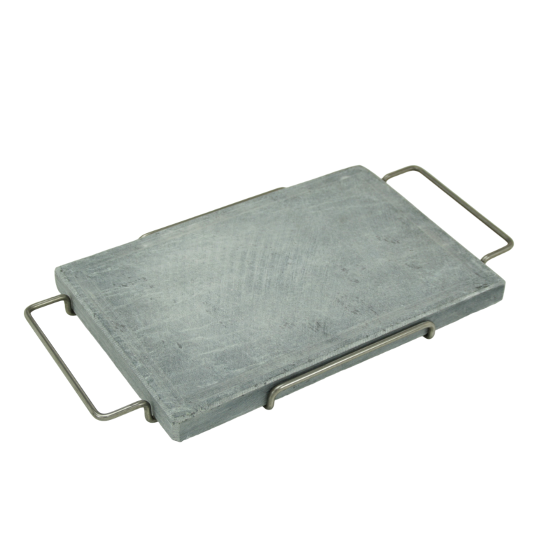 Piatto in tondino di acciaio con pietra ollare