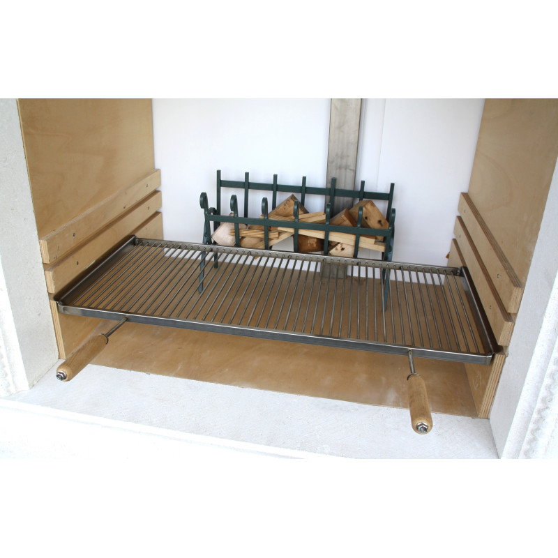 Griglie in tondino con misure personalizzate con guide di sollevamento per caminetti in muratura