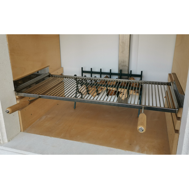 Griglie in tondino con misure personalizzate con guide di sollevamento per caminetti in muratura