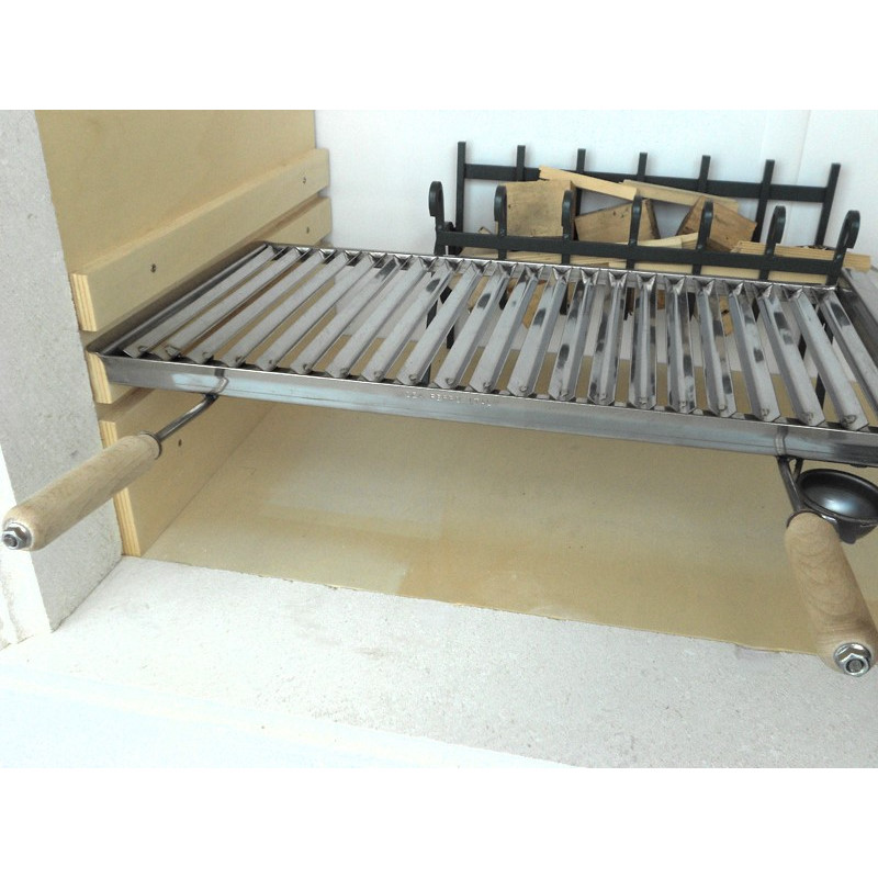 Griglie in angolari con misure personalizzate con guide di sollevamento per caminetti in muratura