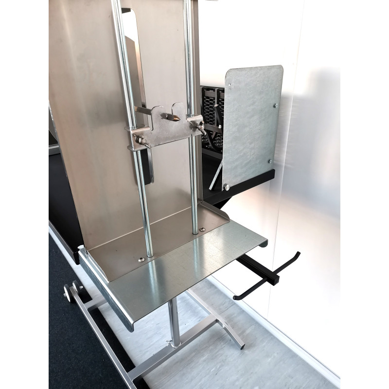 Barbecue Maxi con girarrosto elettrico e spiedo planetario, cappottina, lamiera frontale e leccarda