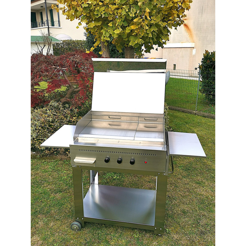 Barbecue a gas Professional 3 fuochi piastra liscia