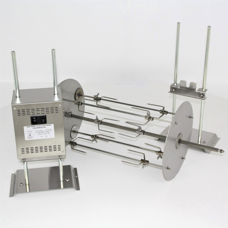 Girarrosto a legna con spiedo planetario in triangolo