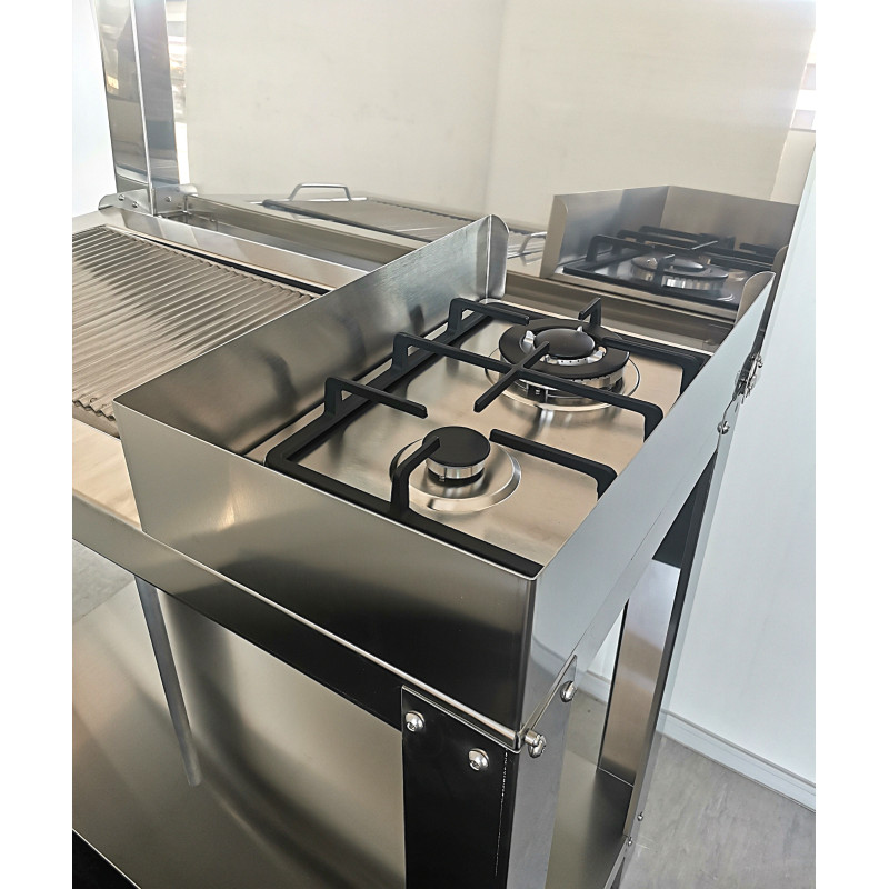 Cucina a Gas da Esterno con piastra ondulata in acciaio inox 304