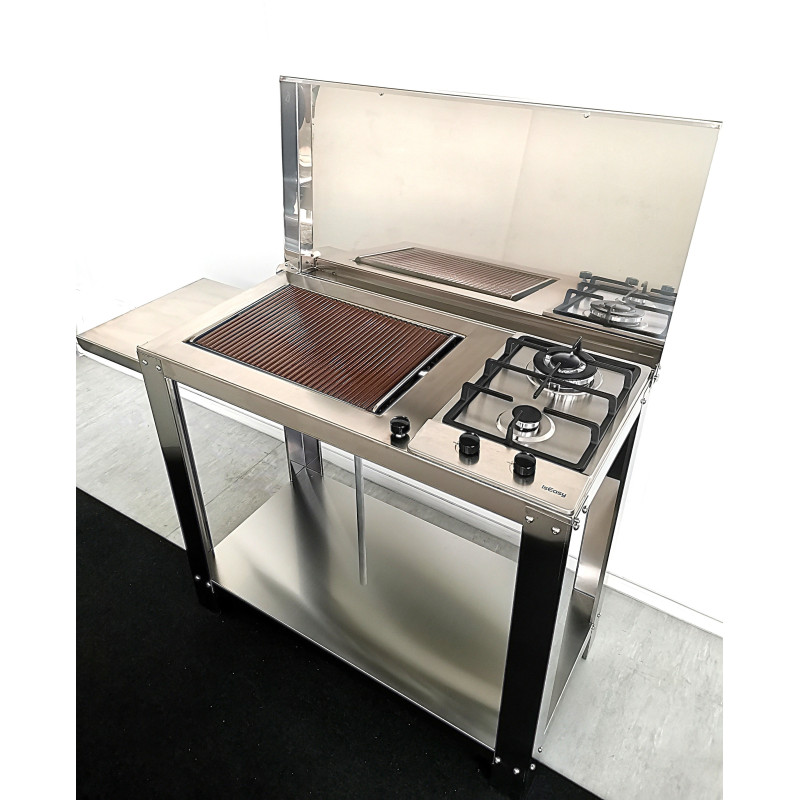 Cucina a Gas da Esterno con piastra smaltata in pietra refrattaria