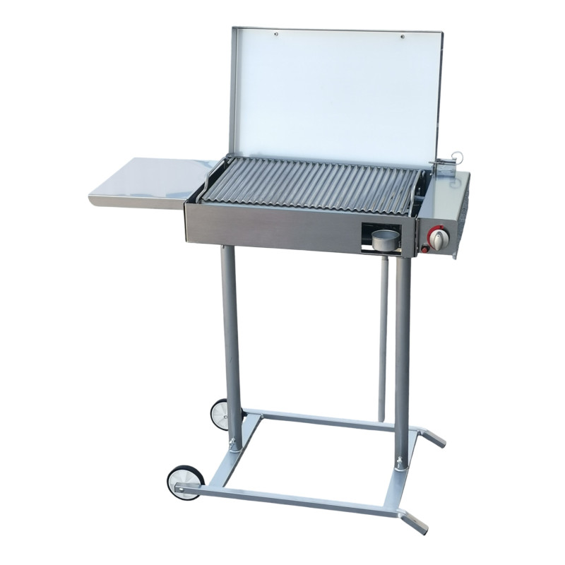Barbecue a gas con piastra sagomata in acciaio inox 430 e Fry Top