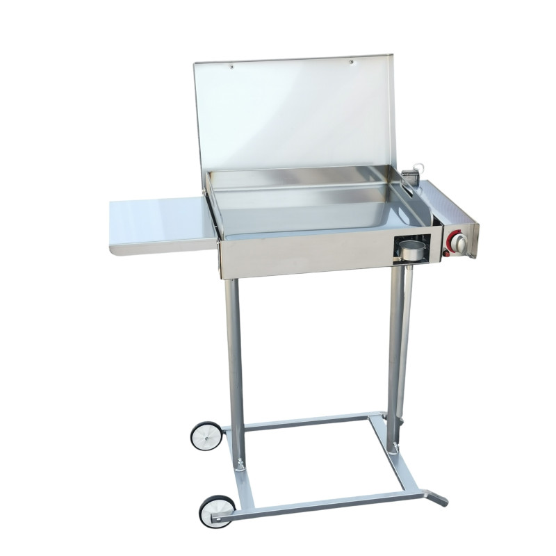 Barbecue a gas con plancha liscia in acciaio inox 304 e Fry Top