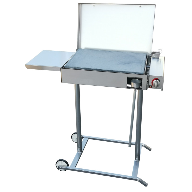 Barbecue a gas con piastra in pietra ollare e Fry Top