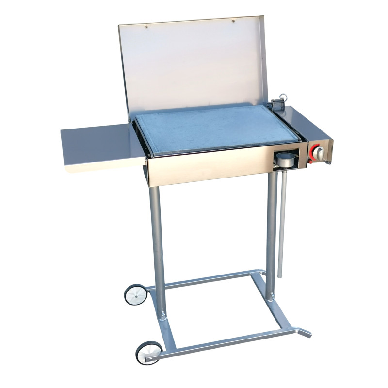 Barbecue a gas con piastra in pietra ollare e Fry Top