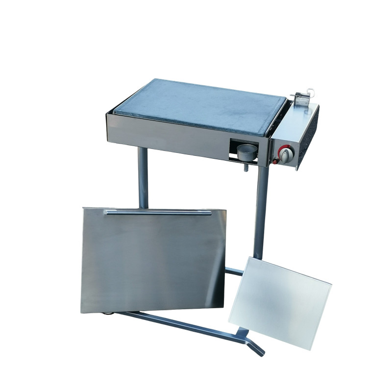 Barbecue a gas con piastra in pietra ollare e Fry Top