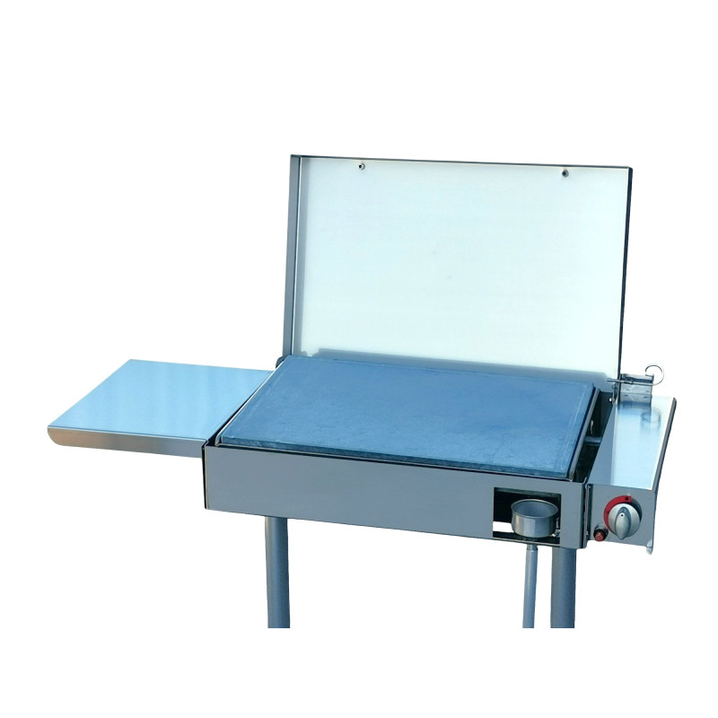 Barbecue a gas con piastra in pietra ollare e Fry Top