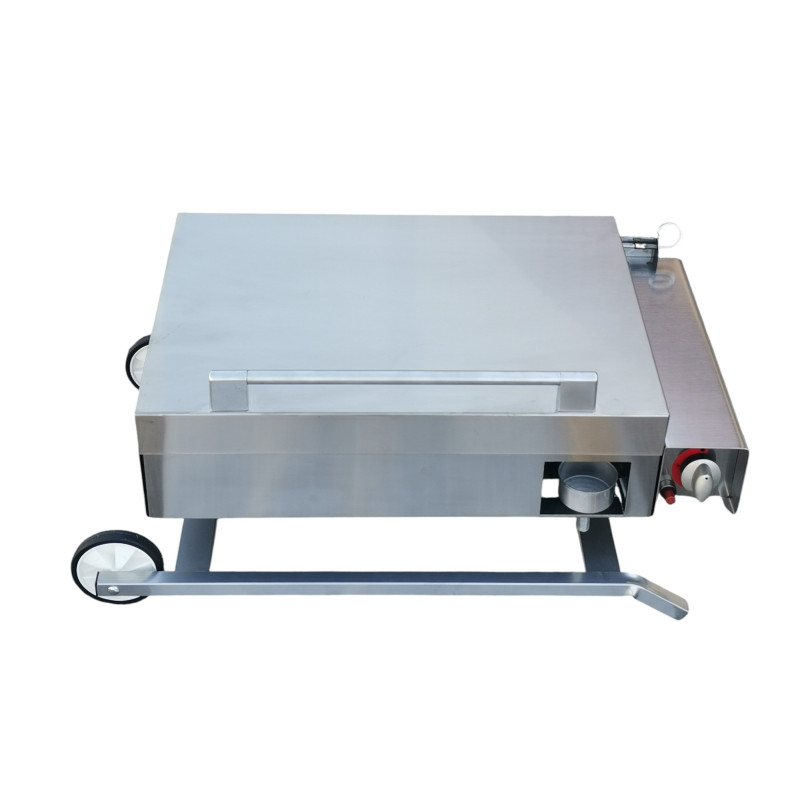 Barbecue a gas con piastra refrattaria smaltata e Fry Top