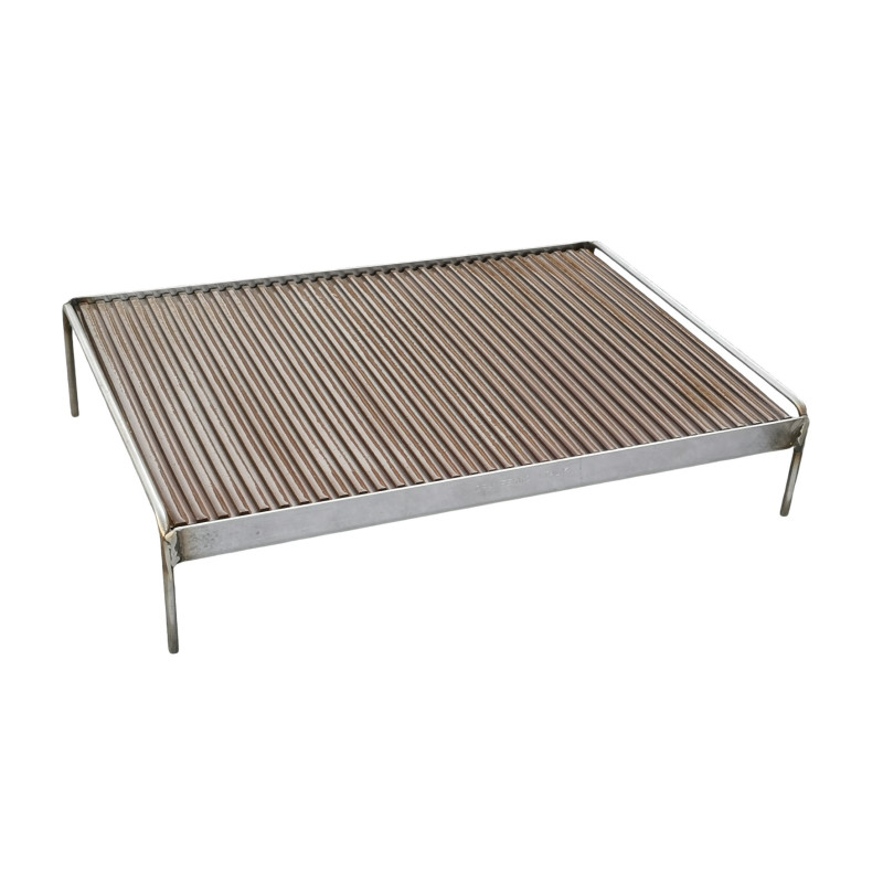 Barbecue a gas con piastra refrattaria smaltata e Fry Top