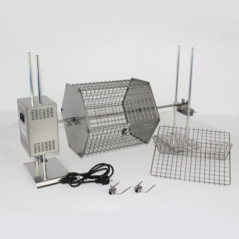 Girarrosto a legna con spiedo e cesta girevole