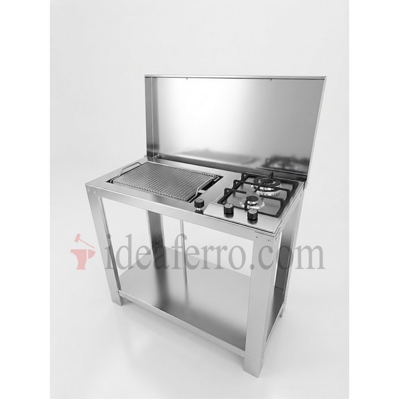 Cucina a Gas da Esterno con piastra ondulata in acciaio inox 304