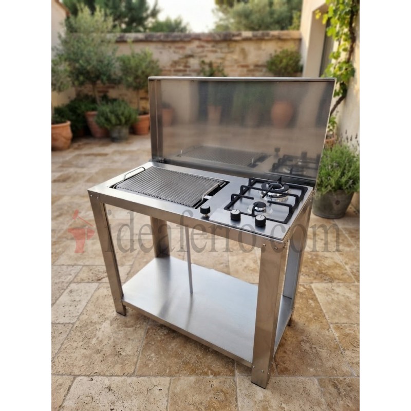 Cucina a Gas da Esterno con piastra ondulata in acciaio inox 304