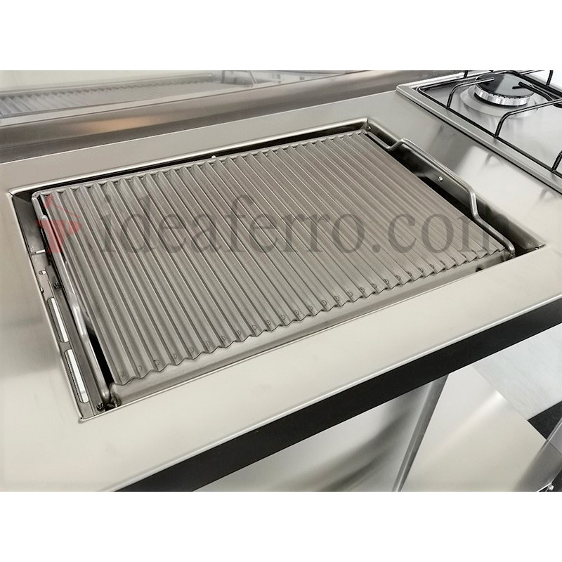 Cucina a Gas da Esterno con piastra ondulata in acciaio inox 304