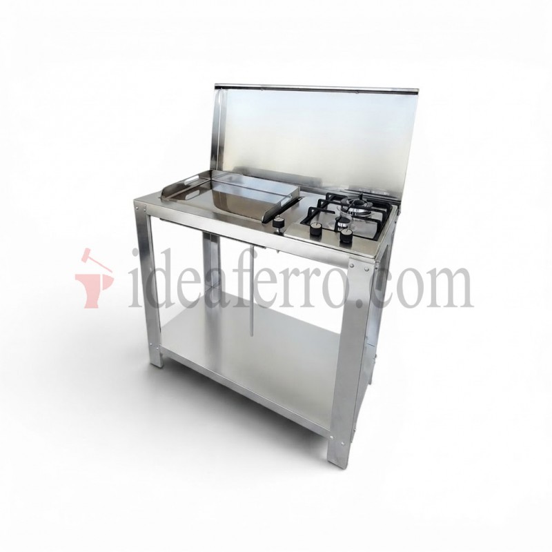 Cucina a Gas da Esterno con plancha liscia in acciaio inox 304