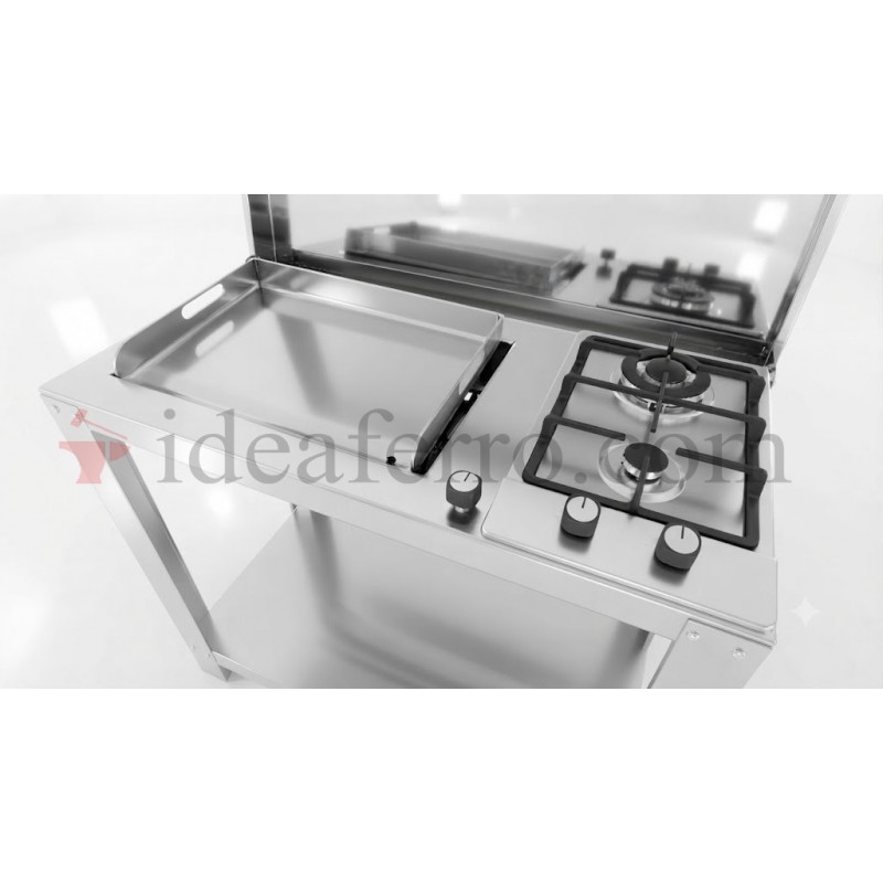 Cucina a Gas da Esterno con plancha liscia in acciaio inox 304