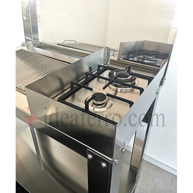 Cucina a Gas da Esterno con plancha liscia in acciaio inox 304