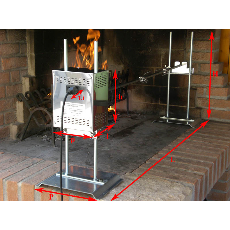 Girarrosto a legna con spiedo e cesta girevole