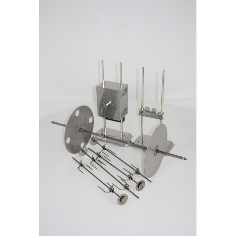 Girarrosto a legna con spiedo planetario in triangolo